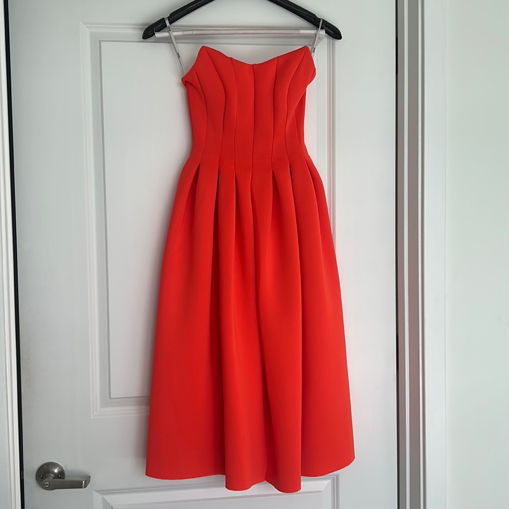 Asos bright orange scuba material midi